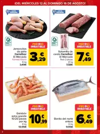 Folleto Carrefour Página 2: Carrefour jamoncitos de pollo €3,29, Bonito del norte entero €6,49