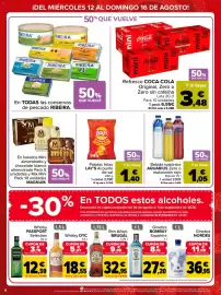 Folleto Carrefour Página 4: Aquarius Zero o melocotón rojo €1,05, Bombay Sapphire €27,20