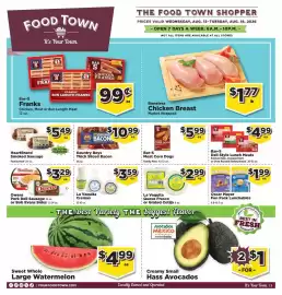 Food Town weekly ad week 33 Page 1: Owens Pork Roll Sausage or Bob Evans Sides €3,29, La Vaquita Cremas €3,59