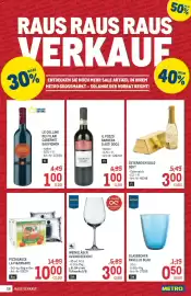 Metro Flugblatt Seite 58: Glasbecher Ravello Blau €0,50, Weingläser Aveiro Geeicht €3,00