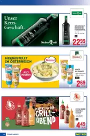 Metro Flugblatt Seite 10: Flying Goose Sriracha Saucen €4,49, Steirerkraft Steirisches Kürbiskernöl €22,99
