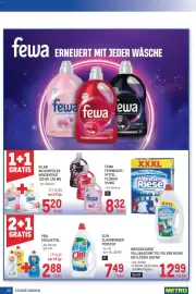Metro Flugblatt Seite 22: Fewa Feinwaschmittel Flüssig €8,32, Pril Spülmittel €2,88