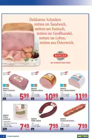Metro Flugblatt Seite 4: Berger Wellnessschinken €11,99, Berger Saunaschinken €10,99