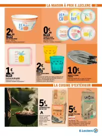 Catalogue E.Leclerc page 23: VERRE RÉUTILISABLE GRANITY €2,20, ASSIETTE PLATE MÉLAMINE €0,99