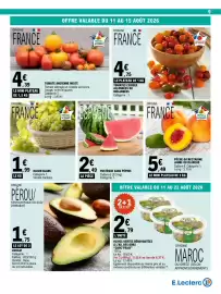 Catalogue E.Leclerc page 9: Raisin blanc €1,99, Pastèque sans pépins €2,49