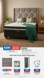 OK Furniture catalogue Page 13: Crystal Queen Upholstered Headboard €2.999,00, Green Floral Scatter Cushion €89,99