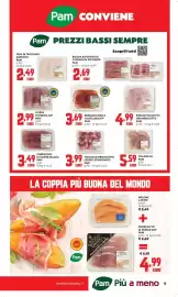 Volantino Pam Pagina 9: Fiocco di prosciutto crudo stagionato Pam €3,99, Carpaccio di carne salada Pam €3,49