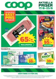 Coop reklamblad vecka 34 Sida 1: Smör, Medlemspris, Toalett-/hushållspapper, Medlemspris