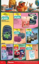 Auchan akciós újság hét 33 Oldal 44: NEBULO ERGONOMIKUS ISKOLATÁSKA €26.999,00, AUCHAN KEDVENC MIX TŰZÖTT FÜZET €199,00