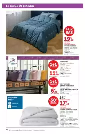 Catalogue Hyper U page 42: COUETTE IMPRIMEE €19,90, U Maison DRAP HOUSSE €11,90