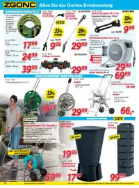 Zgonc Flugblatt Seite 16: Regentonne inkl. Hahn €19,99, Tenso IDT120S €99,99