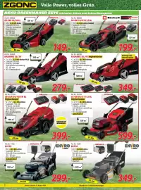 Zgonc Flugblatt Seite 2: GE-CLM 36/430 M BL Highwheeler €399,00, GE-CM 18/30 Li €149,00
