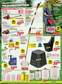 Zgonc Flugblatt Seite 5: Einhell E-Heckenscheren GH-EH 4245 €49,99, Rücken-Spritze Gardenline €19,99