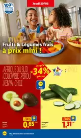 Catalogue Lidl semaine 34 page 2: Avocat €0,65, Courgette €1,31