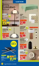 Catalogue Lidl semaine 34 page 50: LIVARNO HOME Suspension à LED €17,99, LIVARNO Nappe €2,99