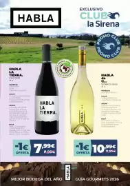 Catálogo La Sirena Página 11: Habla la tierra vino tinto €7,99, Habla de ti vi blanco seco €10,99