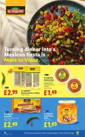 Lidl leaflet week 34 Page 12: El tequito Mexican dips €1,49, El tequito mexican burrito or fajitas €2,99