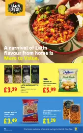 Lidl leaflet week 34 Page 14: Latin American Style Beans €3,29, Latin American Style Crispy Corn €1,29