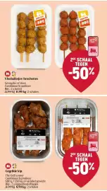 Delhaize folder week 33 Pagina 10: Vleeballetjes-brochettes €11,99, Gegrilde kip €8,99
