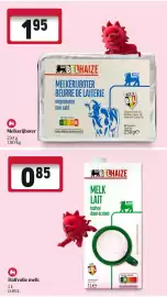 Delhaize folder week 33 Pagina 5: Halfvolle melk €0,85, Melkerijboter €1,95