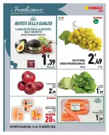 Volantino Conad City settimana 33 Pagina 8: Uva Vittoria CONAD Percorso Qualità €2,49, Lattuga Trocadero €1,79