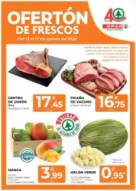 Folleto SPAR Gran Canaria Página 1: Origen - melón verde €0,95, El sabor - picana de vacuno €16,75