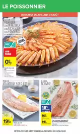 Catalogue Carrefour page 26: Crevette rose cuite €0,70, ASC Filet de saumon Atlantique €14,44