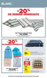 Catalogue Carrefour page 72: Tex HOME Set linge de bain "Lines" €9,99, Tex HOME Galette de chaise "Rayures" €7,79