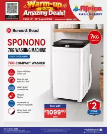 Africa Cash and Carry catalogue week 33 Page 56: Bennett Read SPONONO 7KG WASHING MACHINE €1.099,00