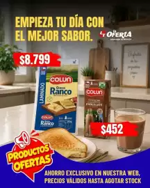 Catálogo La Oferta Página 6: Colun - queso ranico €8.799,00, Colun - leche semidescremada chocolate €452,00