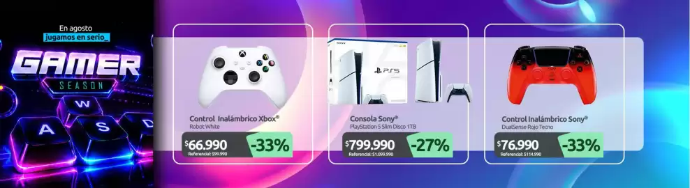 Catálogo PC Factory Página 3: Sony - consola €799.990,00, Control - inalámbrico €76.990,00