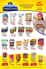 Encarte Assaí Atacadista Página 1: Premium - farinha de trigo para pizza €13,50, Camil - arroz parboilizado tipo 1 €18,90