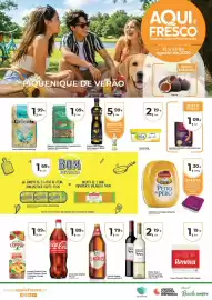 Folheto Aqui é fresco Página 1: Espiralis macarronete linguine com vegetais nacional €1,09, Cerveja Sagres Branca €1,79