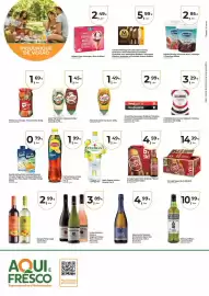 Folheto Aqui é fresco Página 4: Água Pedras Limão €1,49, Cerveja Super Bock mini €14,39