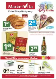 Marketvita gazetka Strona 1: Gumka biała Auchan €0,29, Zupa błyskawiczna Vifon Złoty kurczak €1,69