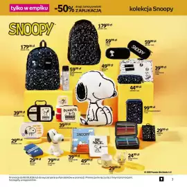 Empik gazetka Strona 3: Piórnik z wyposażeniem Snoopy €99,99, Plecak szkolny Snoopy €179,00