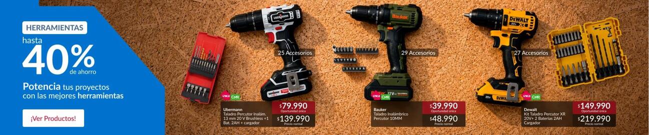 Catálogo Constructor Sodimac Página 2: Bauker - taladro inalámbrico percutor 10mm €39.990,00