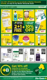 Dis-Chem catalogue Page 14: Nature's Nourishment Bath Salts €89,99, Dis-Chem Lip Therapy €17,99