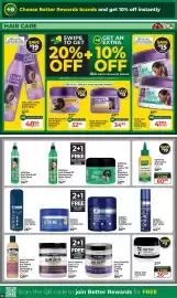 Dis-Chem catalogue Page 19: Black Chic Hair Food treatment €36,00, Dark and Lovely Conditioning Braid Spray €48,95