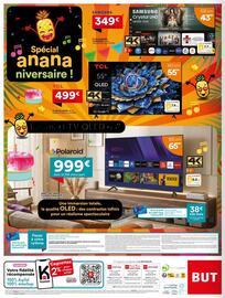 Catalogue BUT page 12: Samsung - tv led €349,00, Polaroid - une immersion totale €999,00