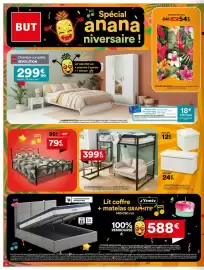 Catalogue BUT page 10: Collection lino €24,99, Sun - lit coffre + matelas graphite €588,00