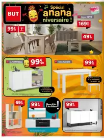 Catalogue BUT page 4: Chêne - buffet 2 portes tiroir maelle €99,99, Tv 2 portes rex, stracchine en pop €99,99