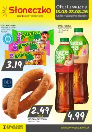 Słoneczko gazetka Strona 1: Herbata mrożona FuzeTea Juicy Truskawka i Melon €4,99, Kiełbasa zwyczajna Tako €2,49