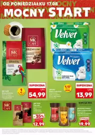 Kaufland gazetka Strona 7: Kawa ziarnista MK Café Brasil €54,99, Papier toaletowy Velvet Rumianek i aloes €13,99