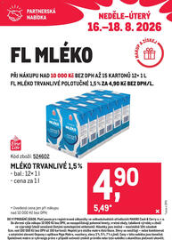 Makro leták Strana 2: Mléko trvanlivé 1,5 % €4,90