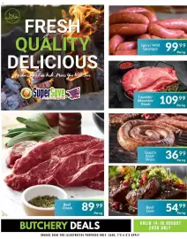 Super Save catalogue Page 2: Topside/Silverside Steak €109,99, Beef Liver €54,99