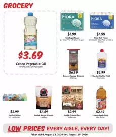 Woodman's weekly ad week 33 Page 5: Fiора Bath Tissue €4,99, Kodiak Granola Bars €3,99