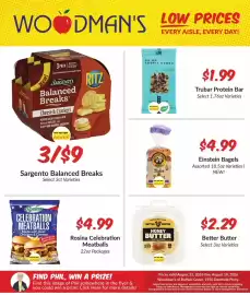 Woodman's weekly ad week 33 Page 1: Rosina celebration meatballs €4,99, Sargento Balanced Breaks €9,00