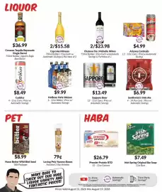Woodman's weekly ad week 33 Page 9: Corazon Tequila Reposado €36,99, Sapporo Beer €13,49