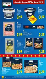 Folheto Lidl semana 34 Página 26: Italiamo pizza snack €3,29, Italiamo medalhões com manjericã e pinhões €1,99